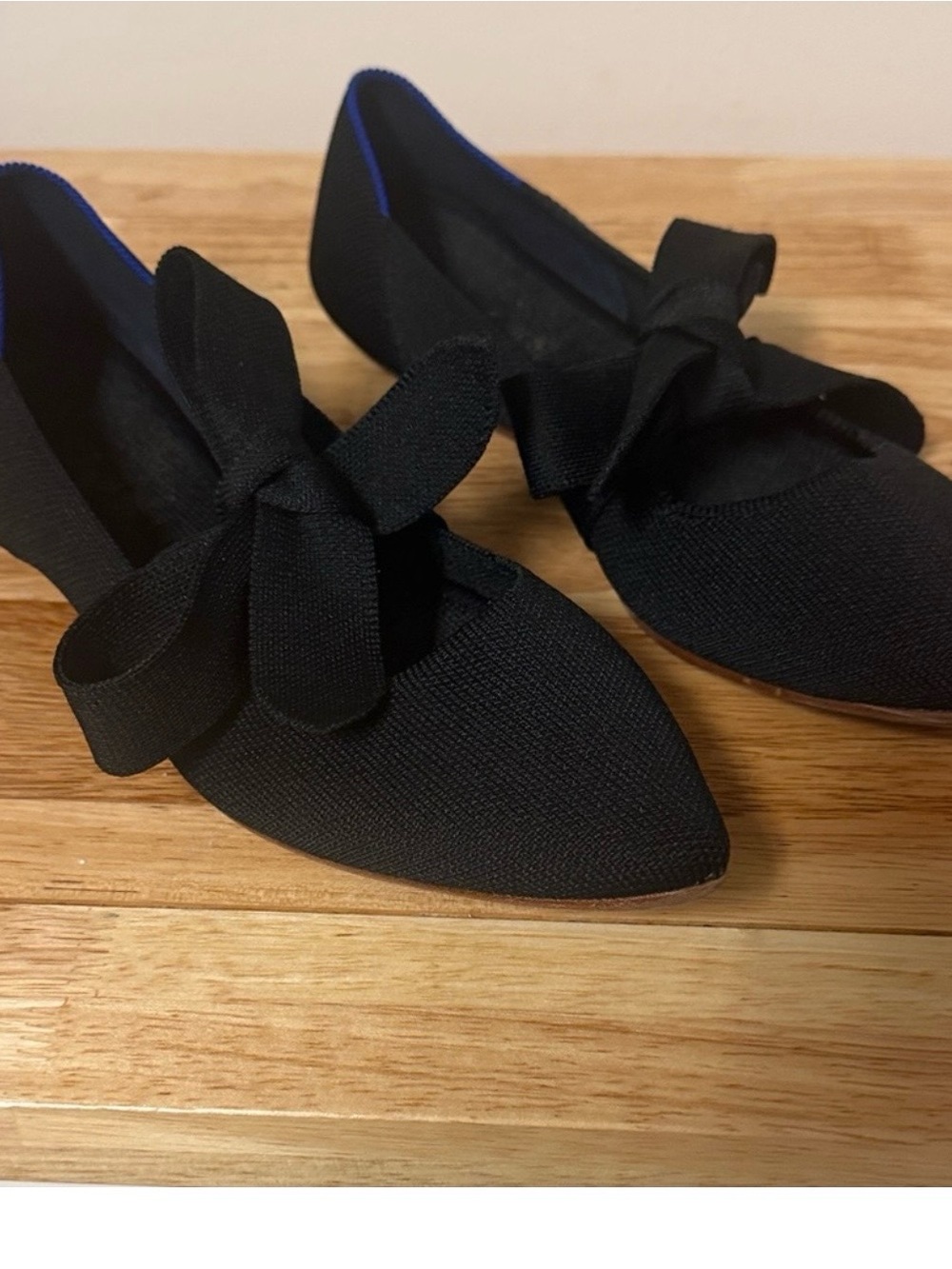 Rothy's Black Mary Janes - The Pointed-Toe Bow Ballet Flats - Picture 2 of 4